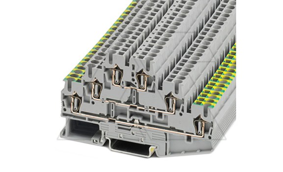 Клемма многоярусная ST 2,5-PE/L/L /5,2mm, пружинная, 6 присоед., 2,5(max 4)mm2, 22A, 500V, серая фото