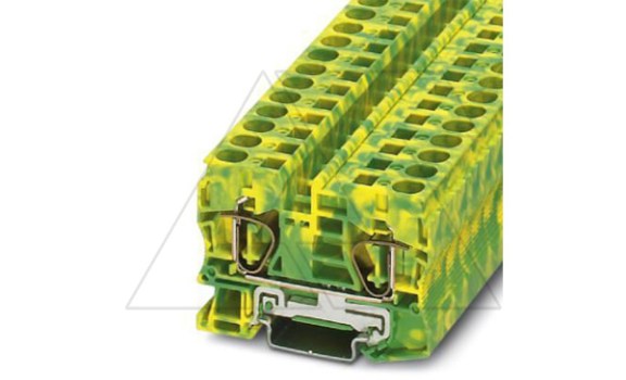 Клемма защитного проводника ST 10-PE /10,2mm, пружинная, 2 присоед., 10(max 16)mm2, желто-зеленая фото