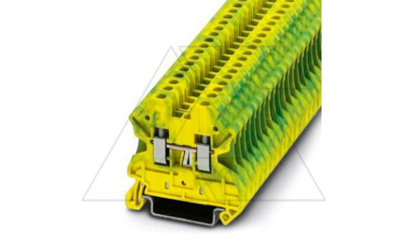 Клемма защитного проводника UT 2,5-PE /5,2mm, винтовая, 2 присоед., 2,5(max 4)mm2, желто-зеленая фото
