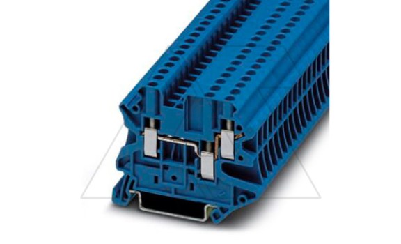 Клемма проходная UT 2,5-TWIN BU /5,2mm, винтовая, 3 присоед., 2,5(max 4)mm2, 24A, 500V, синяя фото