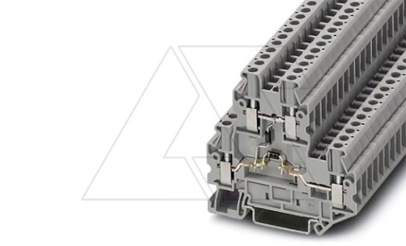 Клемма двухъярусная UTTB 2,5-2DIO/O-UL/UR-UL /5,2mm, винтовая, 2 диода 1N 4007, 4 присоед., 2,5(max 4)mm2, 24A, 500V, серая фото