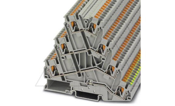 Клемма для подключения электродвигателя PT 2,5-PE/3L /5,2mm, push-in, 4 яруса, 2,5(max 4)mm2, 20A, 800V, серая фото