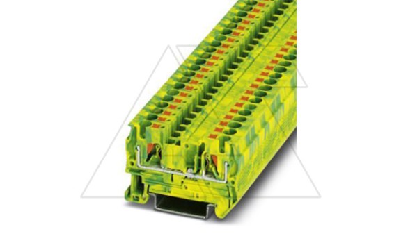Клемма защитного проводника PT 4-PE /6,2mm, push-in, 2 присоед., 4(max 6)mm2, желто-зеленая фото