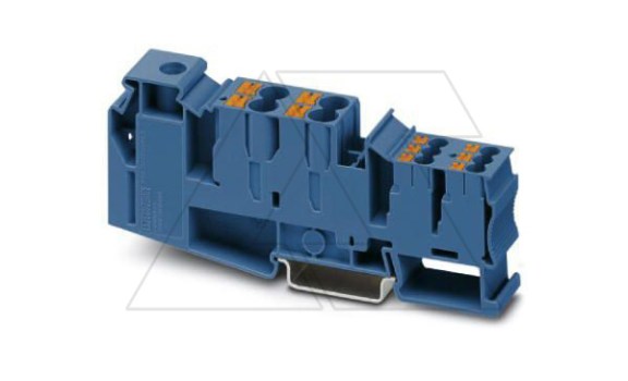 Клемма потенциальная PTU 35/4X6/6X2,5 BU /16,3mm, гибридная, 1 присоед. x35mm2, 4 присоед. x6mm2, 4 присоед. x2,5mm2, 105A, 1000V, синяя фото