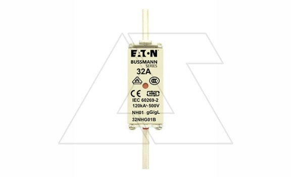 Вставка плавкая NH, 32A, 500VAC, размер 01, тип gG, с двойной индикацией Eaton даташит схема