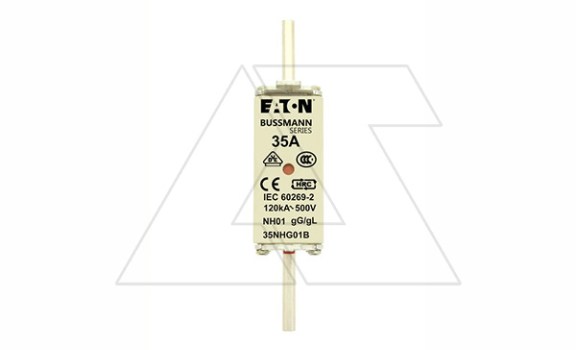 Вставка плавкая NH, 35A, 500VAC, размер 01, тип gG, с двойной индикацией Eaton даташит схема