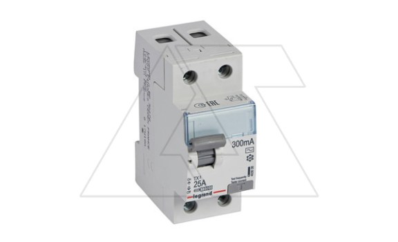 УЗО Legrand TX3, электромеханическое, 2P, 25A, 10kA, 300mA, тип AC, 2M фото