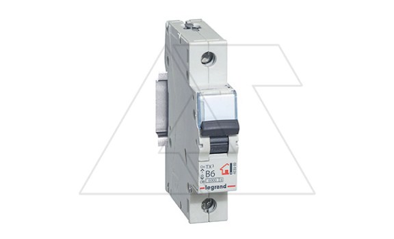 Авт. выключатель Legrand TX3, 1P, 6A, хар-ка B, 6kA, 1M фото