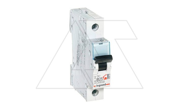 Авт. выключатель Legrand TX3, 1P, 25A, хар-ка B, 6kA, 1M фото