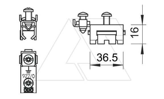 Зажим 927 SCH-K-VA для ленточных заземляющих скоб, Ø8мм/2,5-25мм², нерж. сталь OBO-Bettermann даташит схема