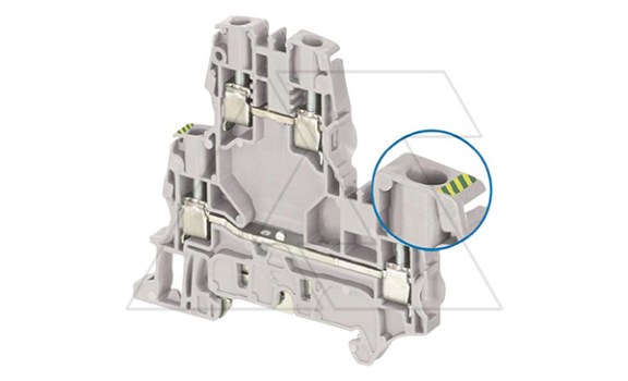 Клемма ZS6-D2-PE/5,2 стандартная, 2 уровня, нижний заземл., 4 контакта, 41А, 800В, серый фото