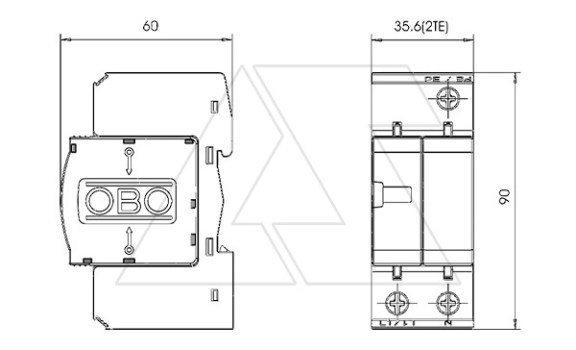 Разрядник V10-C+D 1+NPE-280, 2P, 20кА класс С+D OBO-Bettermann даташит схема