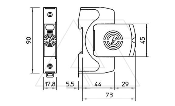 Разрядник V50-1-280, 1P, It(10/350)=12,5кА, It(8/20)=50кА, Up=1.3кВ, В+C OBO-Bettermann даташит схема