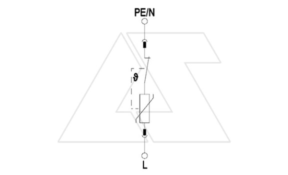 Разрядник V50-1-280, 1P, It(10/350)=12,5кА, It(8/20)=50кА, Up=1.3кВ, В+C OBO-Bettermann даташит схема