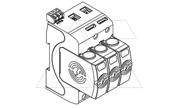Разрядник V50-3+FS-280, 3P, It(10/350)=37.5кА, It(8/20)=120кА, Up=1.3кВ, с дист. сиг., B+C OBO-Bettermann даташит схема