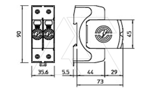 Разрядник V50-1+NPE-280, 2P, It(10/350)=25кА, It(8/20)=80кА, Up=1.3кВ, B+C OBO-Bettermann даташит схема