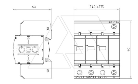 Разрядник V10-C+D 3+NPE-280, 4P, 20кА класс С+D OBO-Bettermann даташит схема