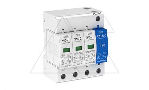 Разрядник V10-C+D 3+NPE-280, 4P, 20кА класс С+D фото