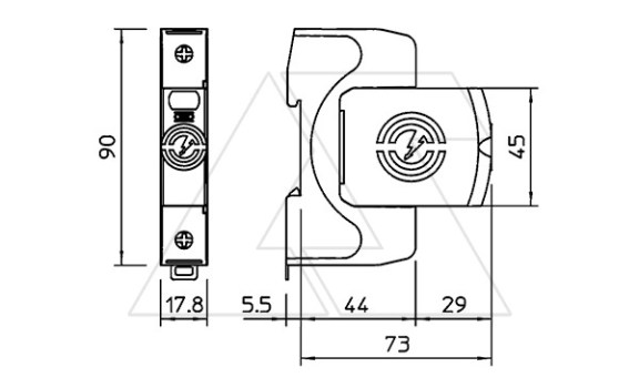Разрядник V20-1-280, 1P, Un=230В, Imax=40кА, Up<1.3кВ, класс С OBO-Bettermann даташит схема