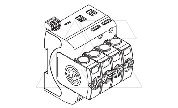 Разрядник V20-3+NPE+FS-280, 4P, Un=230В, It(8/20)=160кА, Up=1.3кВ, с дист. сиг., С OBO-Bettermann даташит схема