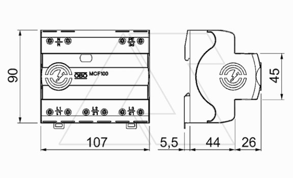 Разрядник MCF100-3+NPE+FS, 4P, It(10/350)=100кА, It(8/20)=100кА, Up=1.5кВ, с дист. сиг., B+C OBO-Bettermann даташит схема