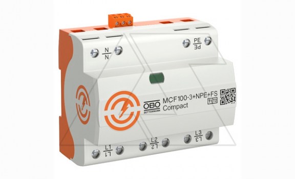 Разрядник MCF100-3+NPE+FS, 4P, It(10/350)=100кА, It(8/20)=100кА, Up=1.5кВ, с дист. сиг., B+C фото