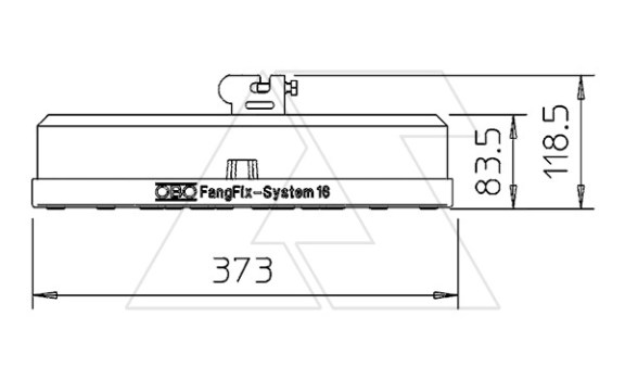 Основание F-FIX-16 бетонное, для молниеприемного стержня Ø16мм, 16кг, 373х84мм, с клеммой и подложкой OBO-Bettermann даташит схема