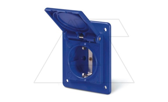 Розетка встраиваемая 16A, SCHUKO с шторками 2P+E, 200_250VAC 50/60Hz, уст. 70x87mm, IP54, серия DOMO фото