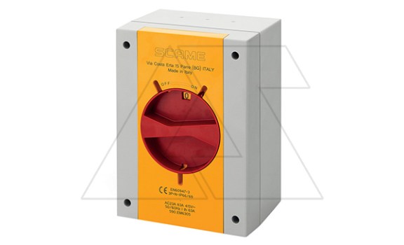 Выключатель нагрузки аварийный, 3P, 80A (55A 415V AC3), 690VAC, габ. Y2, красная блок. рукоятка, в пластм. корпусе IP66/IP69, ISOLATORS фото