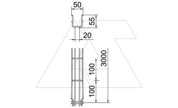 Лоток GRM 55 50 VA4301 проволочный, быстрый монтаж, Ø3.9мм, 55Х50Х3000мм (ВХШХД), нерж. сталь OBO-Bettermann даташит схема