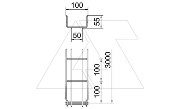 Лоток GRM 55 100 VA4301 проволочный, быстрый монтаж, Ø3.9мм, 55Х100Х3000мм (ВХШХД), нерж. сталь OBO-Bettermann даташит схема