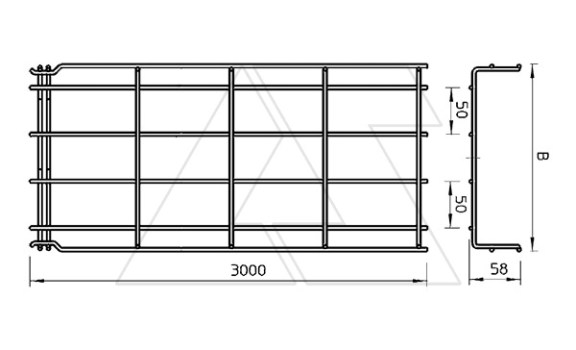 Лоток GRM 55 150 G проволочный, Ø3,9мм, 55х150х3000мм (ВхШхД), гальван. оцинк. OBO-Bettermann даташит схема