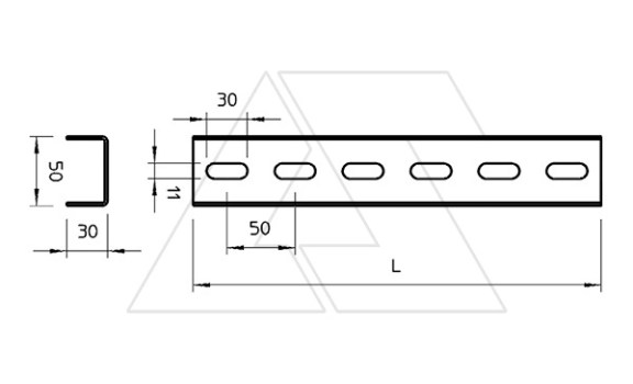 Стойка US 3 600 FS П-образная, L=6000мм, толщ. 2мм, конв. оцинк. OBO-Bettermann даташит схема