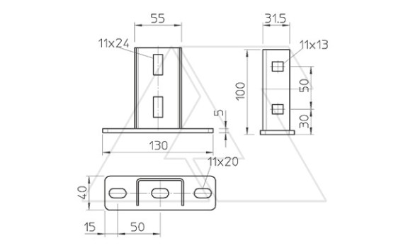 Траверса KU 3 FT для П-образных стоек US 3, с крепежом, гор. оцинк. OBO-Bettermann даташит схема