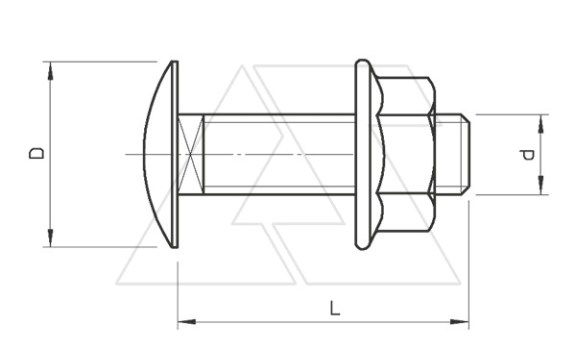 Болт FRSB 6X12 F с полукруглой плоской головкой и комбинированной гайкой, гор. оцинк. OBO-Bettermann даташит схема
