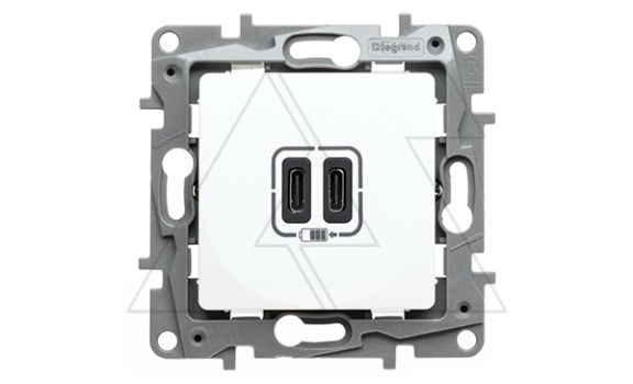Etika - Зарядное устройство с двумя USB-разъемами Type C, 3000mA (белый) фото