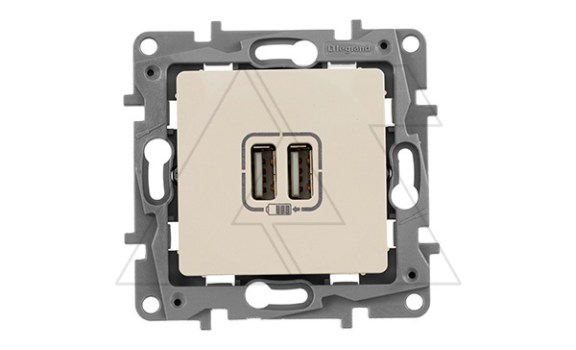Etika - Зарядное устройство с двумя USB Type A, 240V/5V, 2400мА. (сл.кость) фото