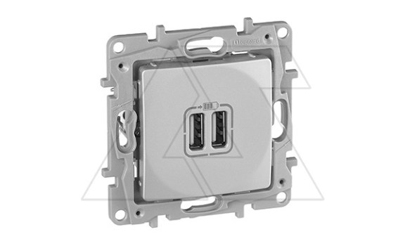 Etika - Зарядное устройство с двумя USB Type A, 240V/5V, 2400мА. (алюминий) Legrand даташит схема