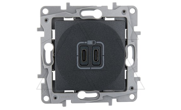 Etika - Зарядное устройство с двумя USB-разъемами Type C, 3000mA (антрацит) фото