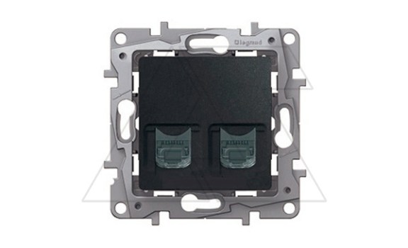 Etika - Розетка RJ11+RJ45 5E UTP (антрацит) фото