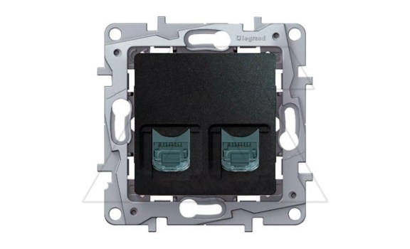 Etika - Розетка 2хRJ-45 UTP CAT5E (антрацит) фото