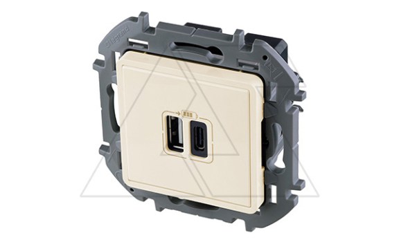 Inspiria - Зарядное устройство с двумя USB-разъемами Type A + Type C, 3000mA, 5В (сл.кость) Legrand даташит схема