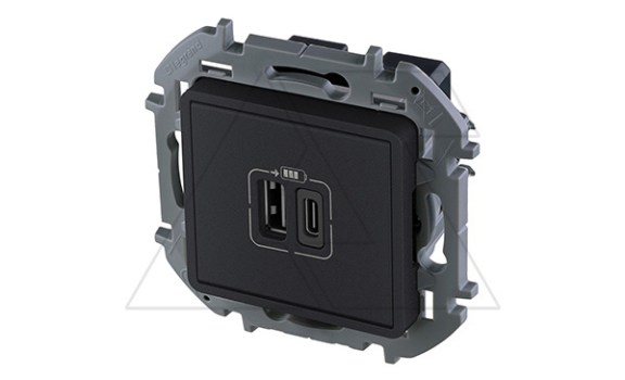 Inspiria - Зарядное устройство с двумя USB-разъемами Type A + Type C, 3000mA, 5В (антрацит) Legrand даташит схема