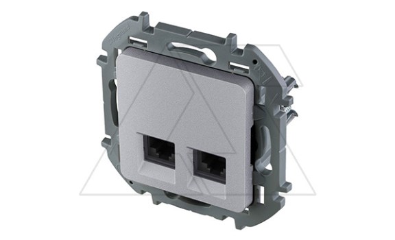 Inspiria - Розетка 2хRJ-45 UTP CAT5E (алюминий) IEK даташит схема