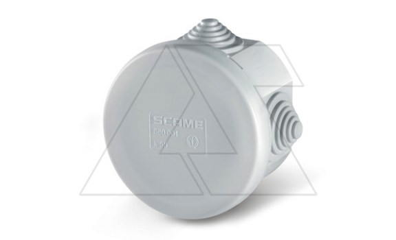 Коробка распред. круглая, d65x40mm, вводы 4x23mm(PG16), IK04, GW 650°C, IP55, серия SCABOX фото