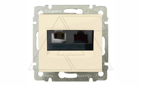 Valena - Розетка двойная RJ-45 UTP CAT6E+RJ11, сл.кость (инд. упаковка) фото