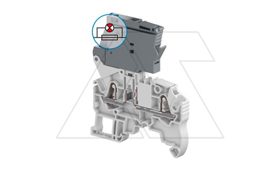 Клемма ZK2.5-SF-R1/8 пружинная, для предохранителей 5х20(25)мм, 6,3А, 250В, с индикатором 24-110В AC/DC, серый фото