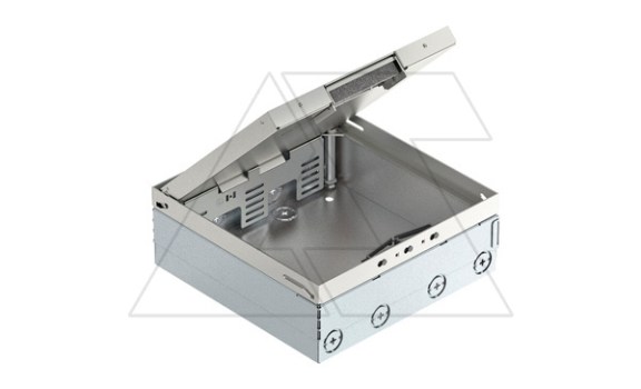 Лючок UDHOME4 2V MT V универсальный, 12M, под покрытие до 15мм, для стяжки h=95-125мм, укомплектованный розеткой 3х2P+E, нерж. сталь фото