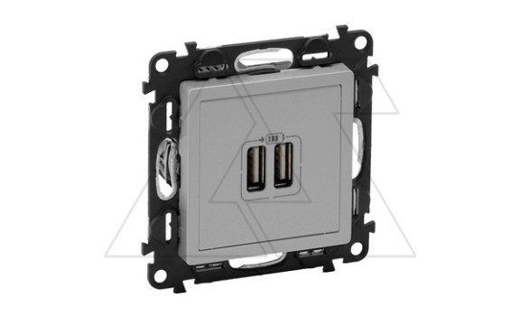 Valena Life - Зарядное устройство с двумя USB Type A, 240V/5V, 1500мА, алюминий (инд. упаковка) фото