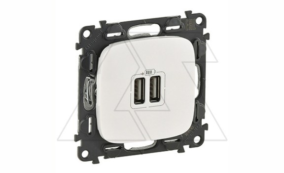 Valena Allure - Зарядное устройство с двумя USB Type A, 240V/5V, 1500мА, белый (инд. упаковка) фото